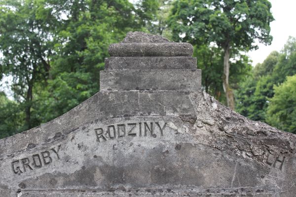 Fragment of the tomb of the Peliski, Sawicki and Zabohoński families and Valeria Tyszkiewicz, Na Rossie cemetery in Vilnius, as of 2013.