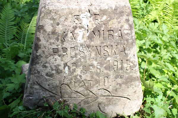 Fragment of Kazimiera Prósynska's tombstone, Ross cemetery, as of 2013