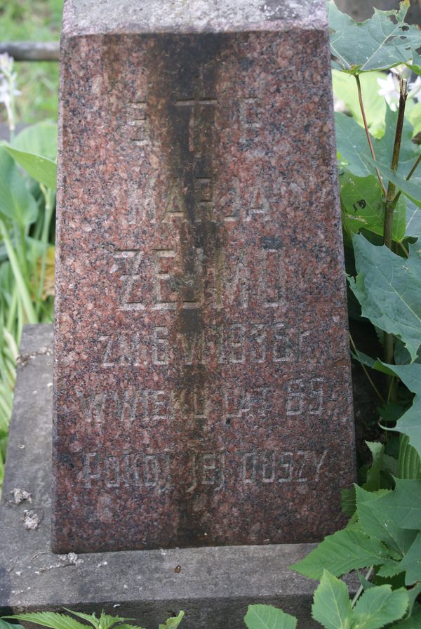 Fragment nagrobka Marii i Piotra Żejmo, cmentarz na Rossie w Wilnie, stan z 2013