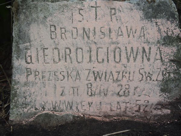 Inskrypcja na nagrobku Bronisławy i Marii Giedrojciowych, cmentarz na Rossie w Wilnie, stan z 2013