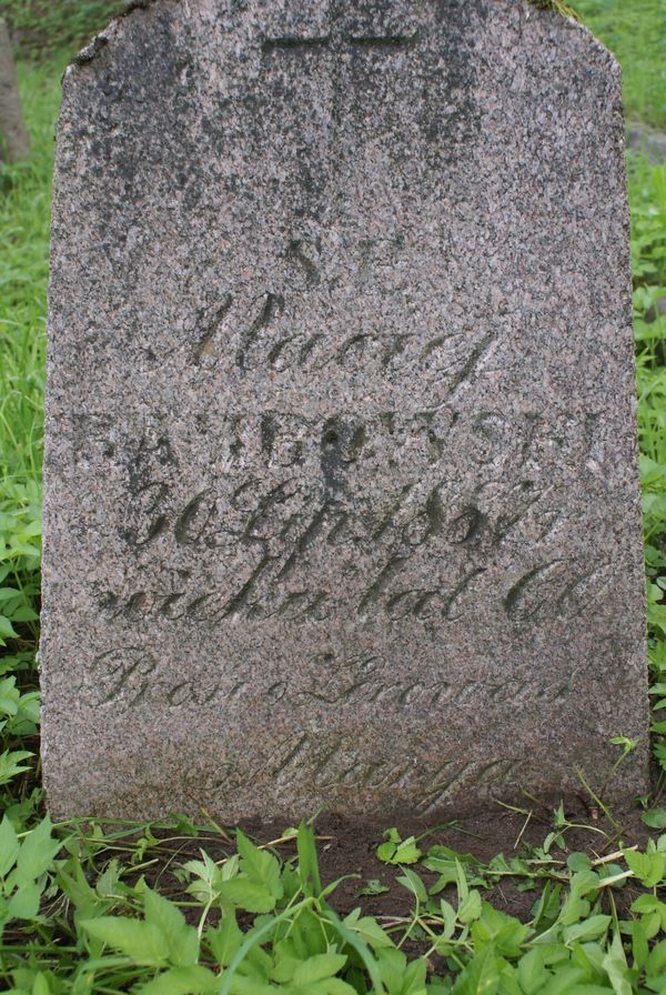 Fragment nagrobka Macieja Rambowskiego, cmentarz na Rossie w Wilnie, stan z 2013