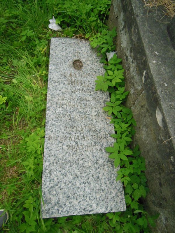 A fragment of the gravestone of Franciszek Jussel, Na Rossie cemetery in Vilnius, as of 2013