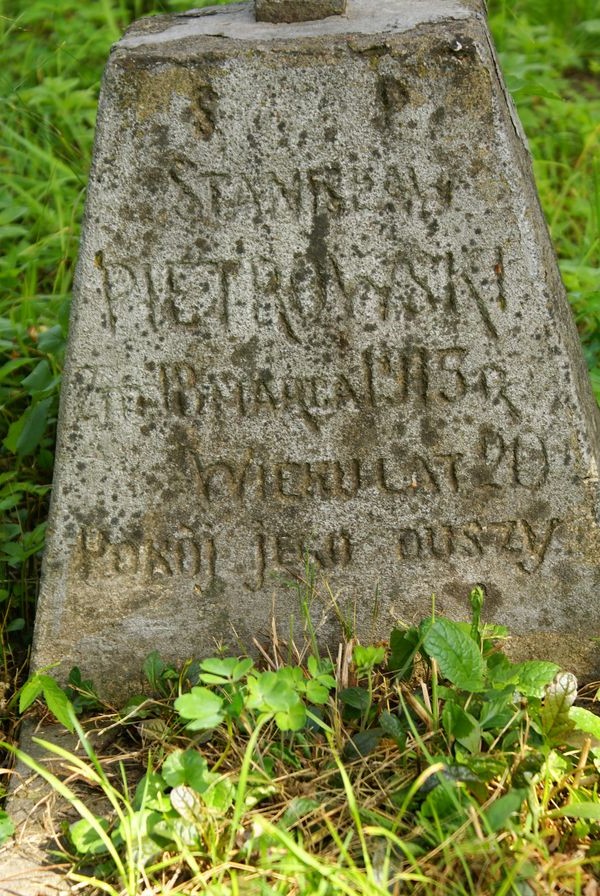 A fragment of Stanisław Pietrowski's tombstone, Ross Cemetery, Vilnius, 2013