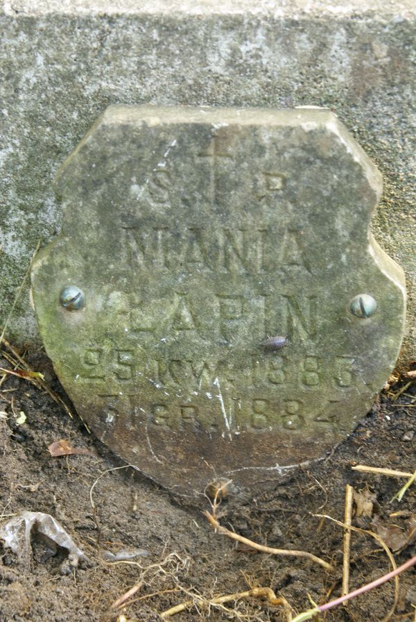 Fragment of Maria Lapin's tombstone, Rossa cemetery in Vilnius, 2013