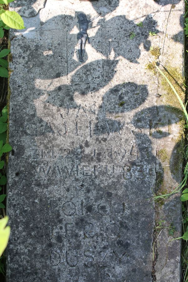 Fragment of Jan Gajlewski's tombstone, Ross cemetery, as of 2013