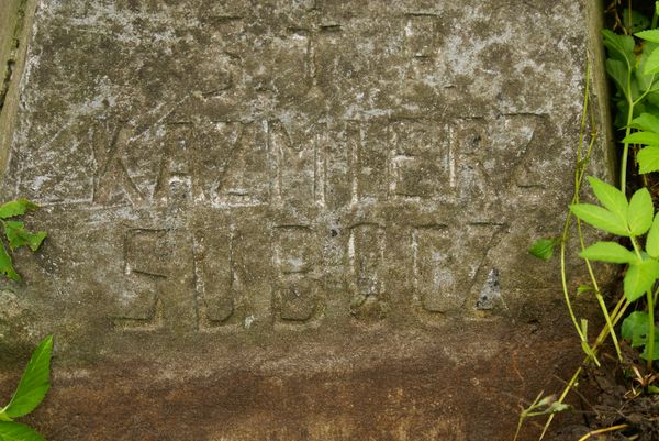 Fragment nagrobka Kazimierza Subocza, cmentarz na Rossie w Wilnie, stan z 2013