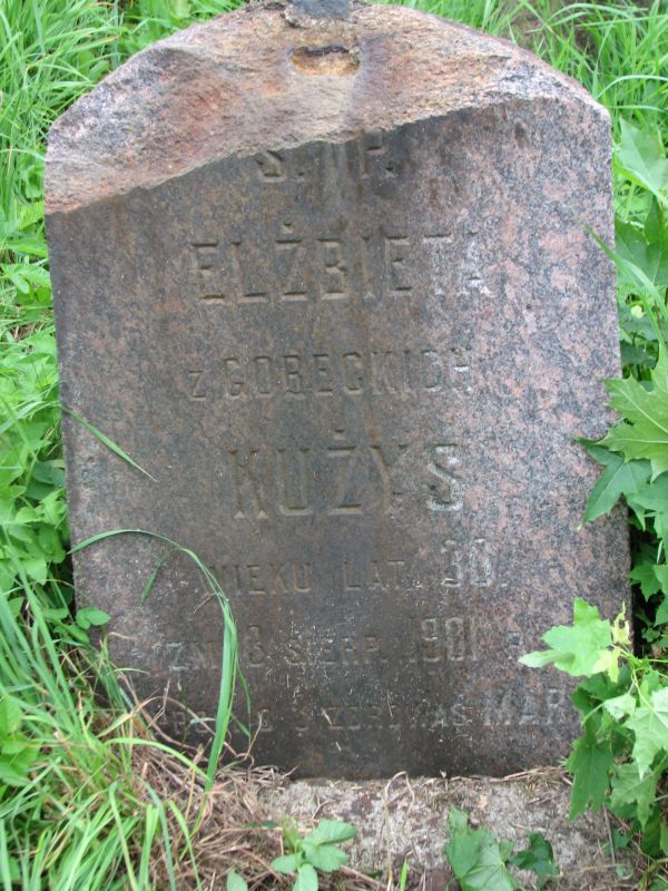 Tombstone of Elisabeth Kużys, Ross cemetery, state of 2013