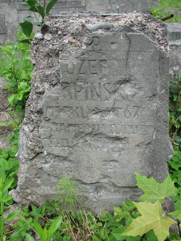 Tombstone of Jozef [...]rpinski, Ross Cemetery in Vilnius, as of 2013.