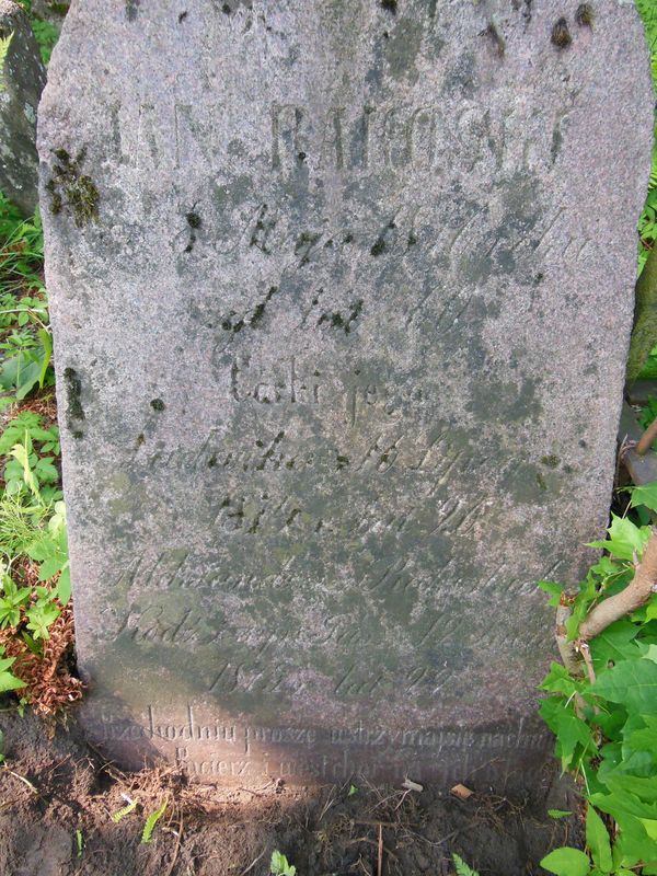 Gravestone inscription of Alexandra and Jan Kodzi, Jan and Ludwika Rakoski, Na Rossie cemetery in Vilnius, as of 2013