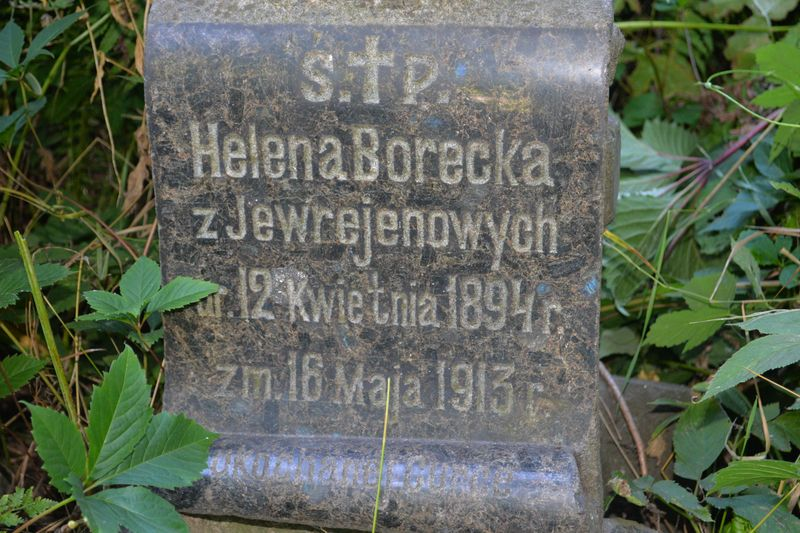 Inscription from the tombstone of Helena Borecka