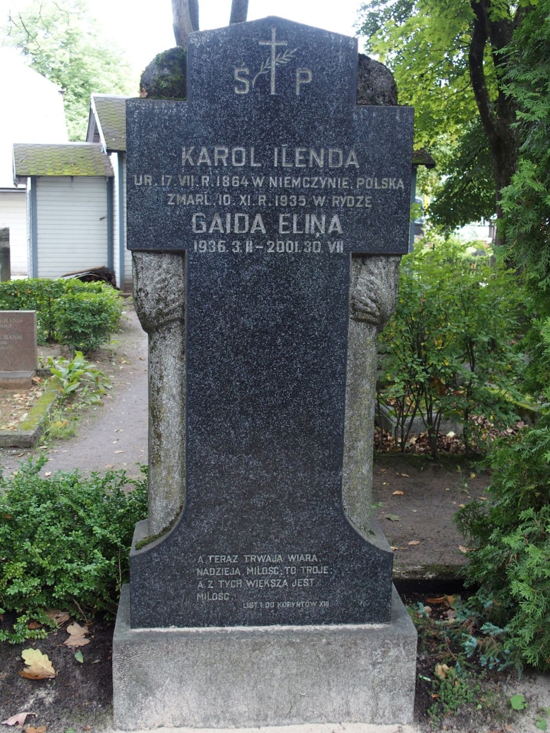 Tombstone of Gaida Eliņa and Karol Ilenda, St Michael's cemetery in Riga, as of 2021.