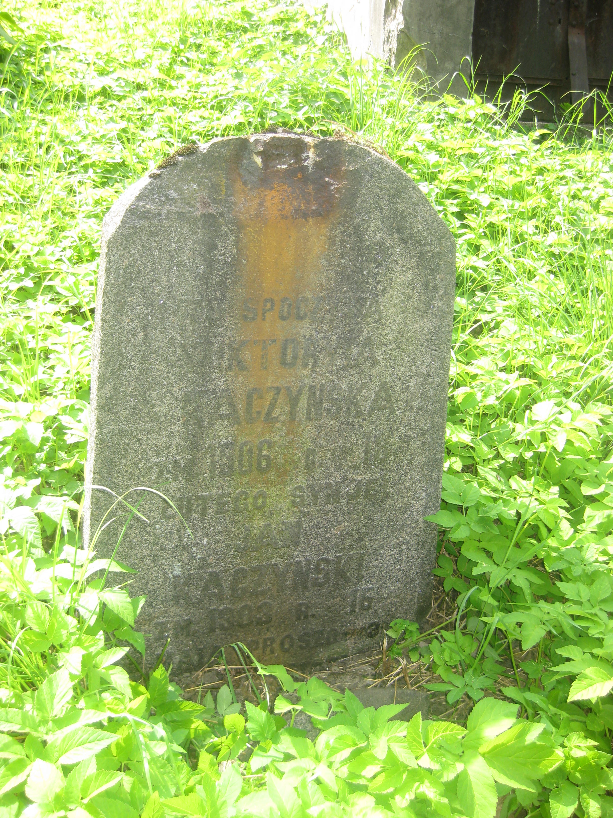 Tombstone of Jan and Viktoria Kaczynski, Na Rossa cemetery in Vilnius, as of 2013.