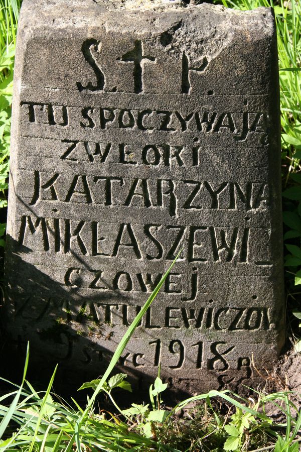 Tombstone of Catherine Mikłaszewicz from the Ross Cemetery in Vilnius, as of 2013.