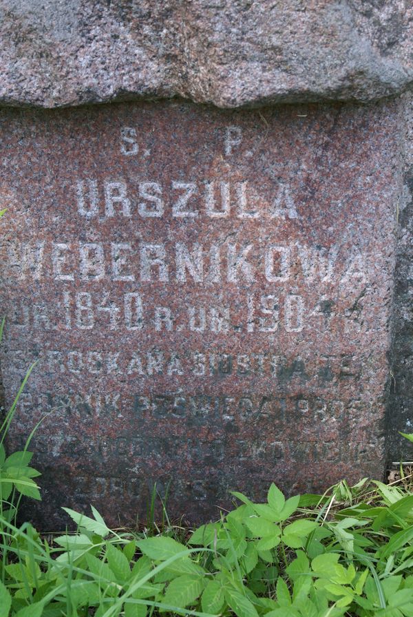 Fragment nagrobka Urszuli Webernik, cmentarz na Rossie w Wilnie, stan z 2013