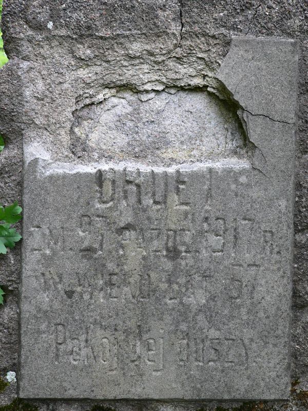 Fragment nagrobka N.N. Druet, cmentarz Na Rossie w Wilnie, stan z 2013 r.