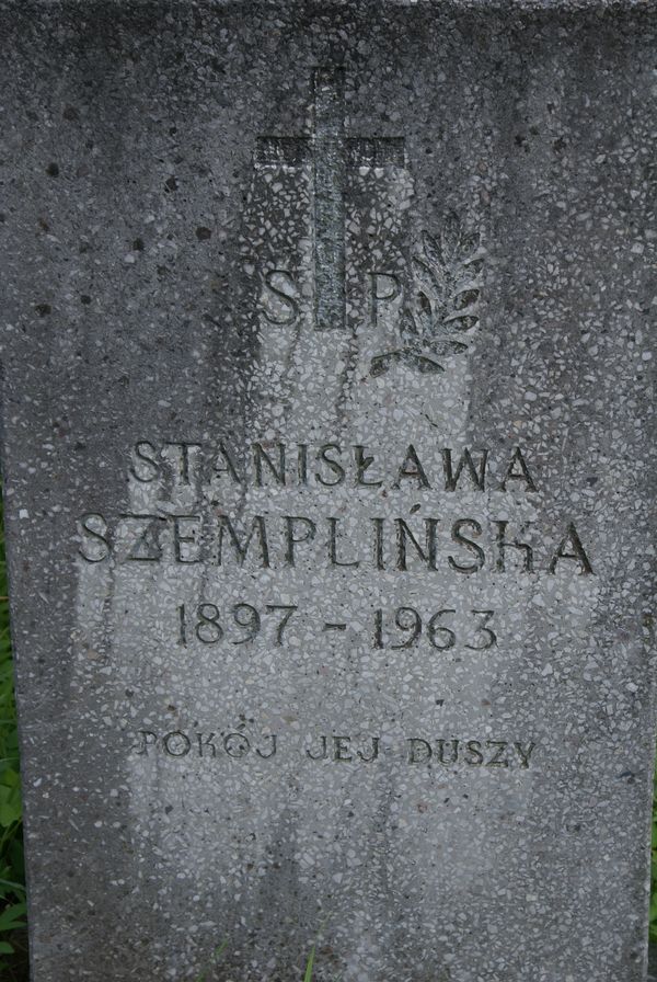 Fragment nagrobka Stanisławy Szemplińskiej, cmentarz na Rossie w Wilnie, stan z 2013
