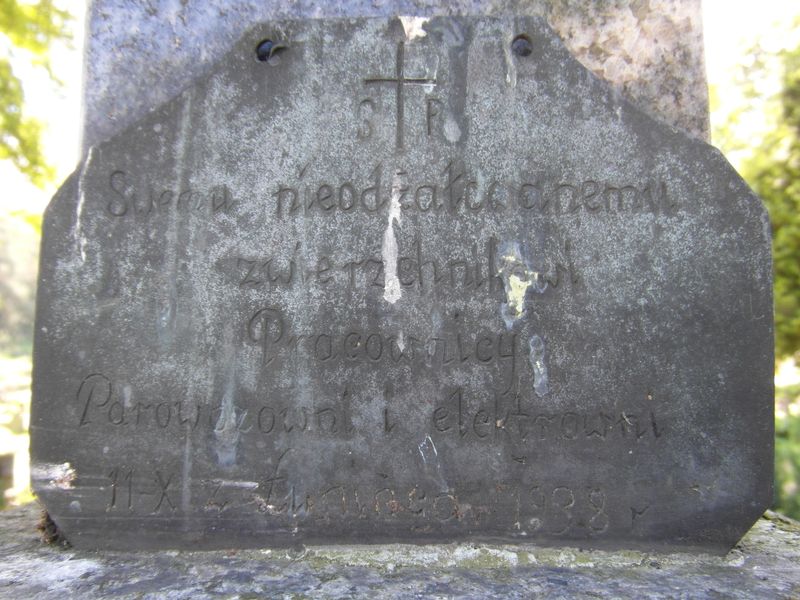 Fragment nagrobka Władysława Żeleźniaka, cmentarz na Rossie w Wilnie, stan z 2014