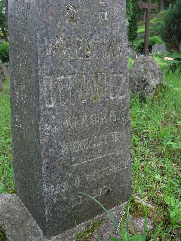 Fragment nagrobka Walentyny Ottowicz, cmentarz na Rossie w Wilnie, stan z 2013
