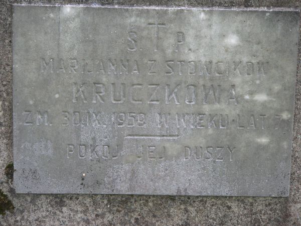 Fragment of Marianna Kruczko's tomb, Na Rossie cemetery in Vilnius, as of 2013.