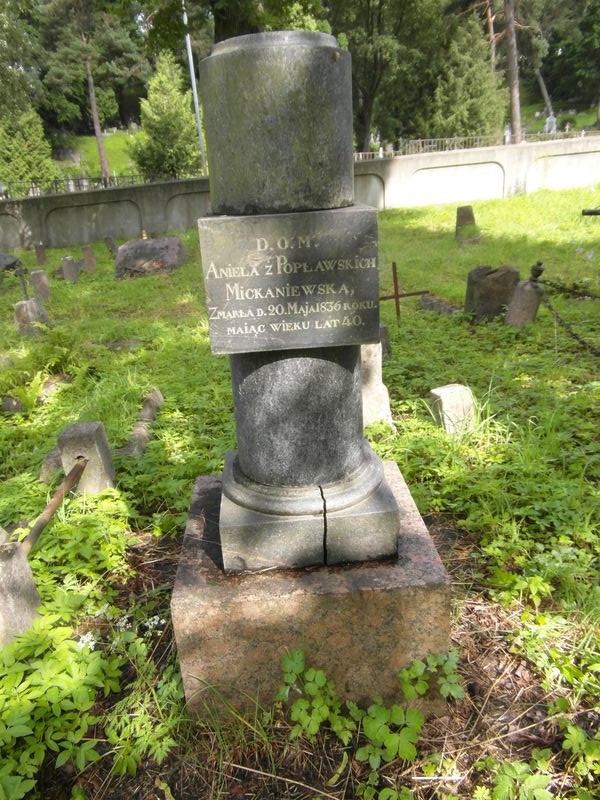 Tombstone of Aniela Mickaniewska, Rossa cemetery in Vilnius, state 2014