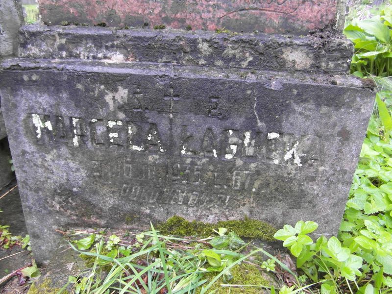 Fragment of the gravestone of Marcela and Vincent Lagutsky, Rossa cemetery in Vilnius, as of 2014