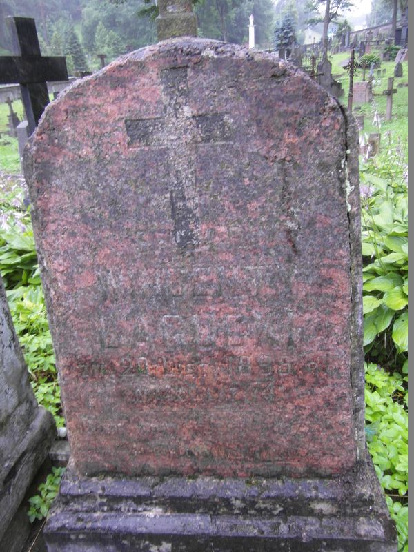 Fragment of the gravestone of Marcela and Vincent Lagutsky, Rossa cemetery in Vilnius, as of 2014