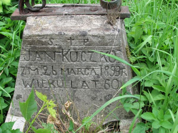 Fragment of Jan Kuczko's tombstone, Ross cemetery, as of 2013