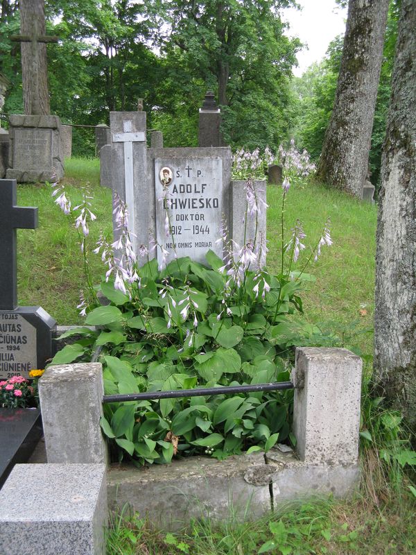 Tombstone of Adolf Chwieśko, Rossa cemetery in Vilnius, as of 2013.