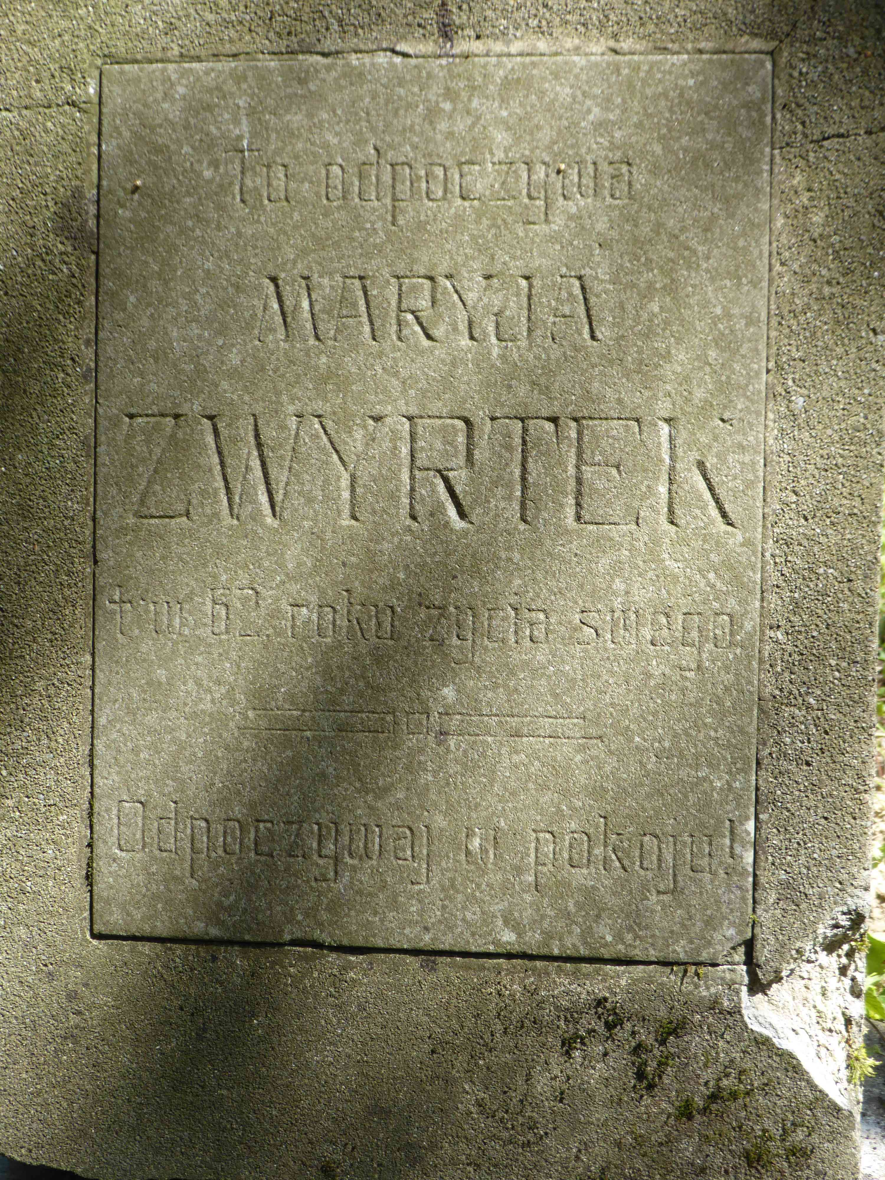 Fotografia przedstawiająca Tombstone of Maria Zwyrtek