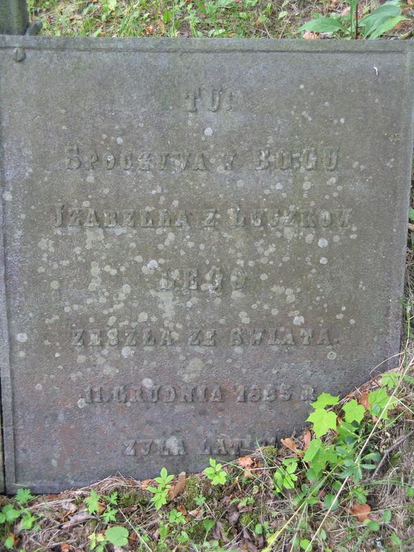 Fragment of the tombstone of Izabella Lego and Maria Luczkova, Ross Cemetery in Vilnius, as of 2013.