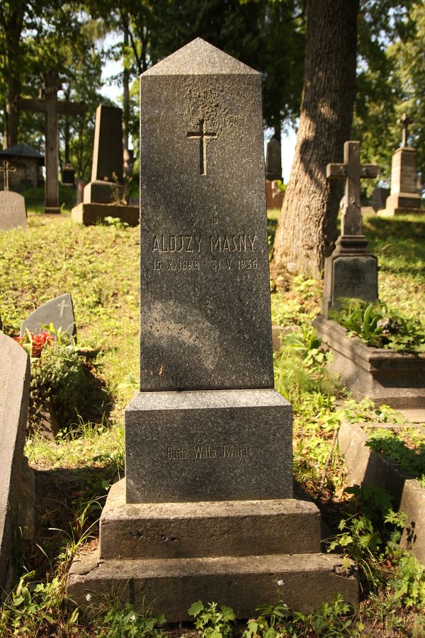 Tombstone of Aloysius Masny and Michalina Wojtkiewicz, Na Rossie cemetery in Vilnius, as of 2013