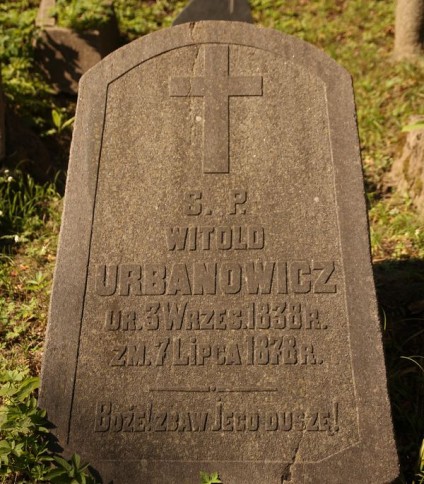 Nagrobek Witolda Urbanowicza, cmentarz Na Rossie w Wilnie, stan z 2013