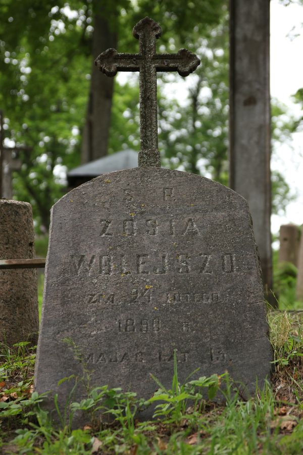 Tombstone of Zofia Wolejszo, Na Rossie cemetery in Vilnius, as of 2013