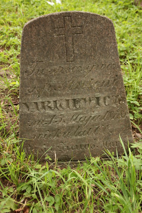 Tombstone of Antoni Narkievich, Na Rossie cemetery in Vilnius, as of 2013