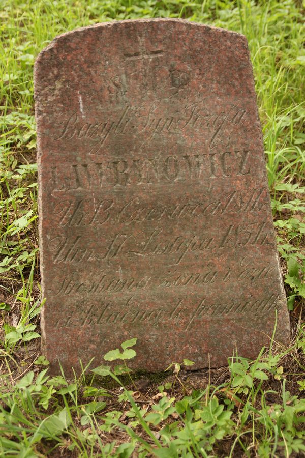 Tombstone of Basil Lavrynovich, Na Rossie cemetery in Vilnius, as of 2013