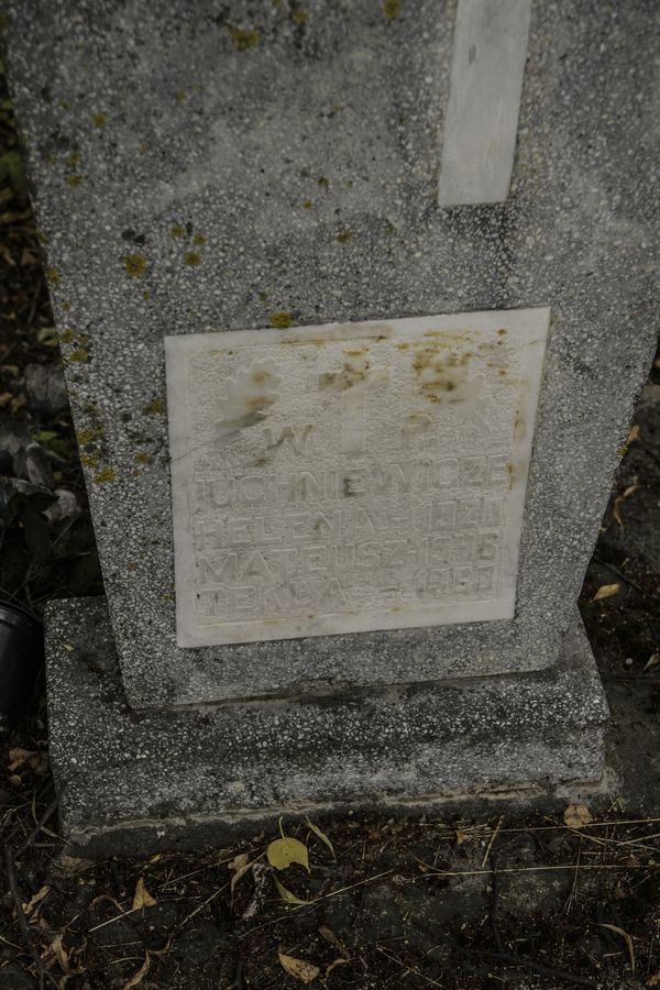 Fragment of a gravestone of the Yuchnevich family, Na Rossie cemetery in Vilnius, as of 2013.