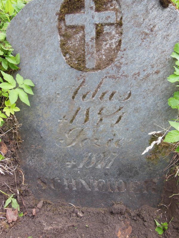Tombstone of Adam and Joseph Schneider, Na Rossie cemetery in Vilnius, as of 2013.