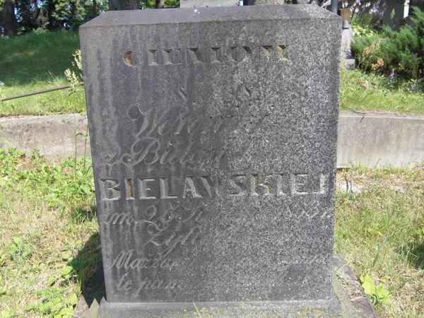 Fragment of a tombstone of the Bielawski family, Ross Cemetery in Vilnius, as of 2013.