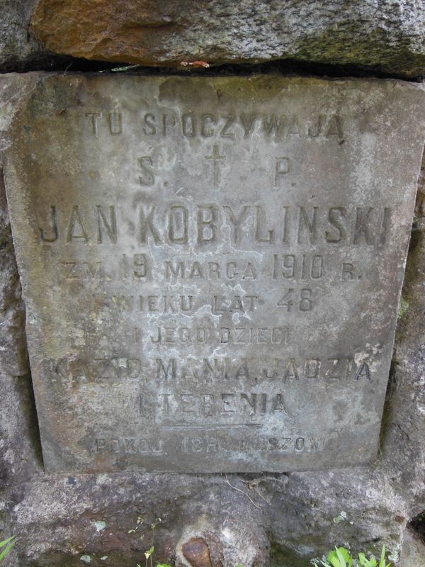 Fragment of a tombstone of the Kobylinski family, Na Rossie cemetery in Vilnius, as of 2013.