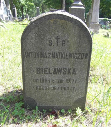 Nagrobek Antoniny Bielawskiej, cmentarz na Rossie w Wilnie, stan z 2013 r.