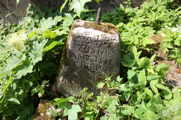 Fragment nagrobka Zofii Lejkowskiej, cmentarz Na Rossie w Wilnie, stan z 2013 r.