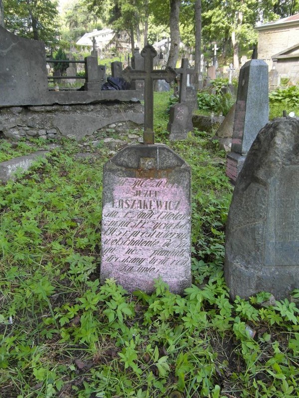 Tombstone of Jozef Laszakiewicz, Rossa cemetery in Vilnius, as of 2014