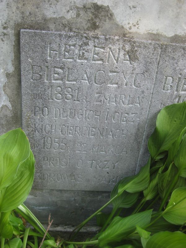 Tombstone of Izydor and Helena Bielaczyc, Na Rossie cemetery in Vilnius, as of 2013