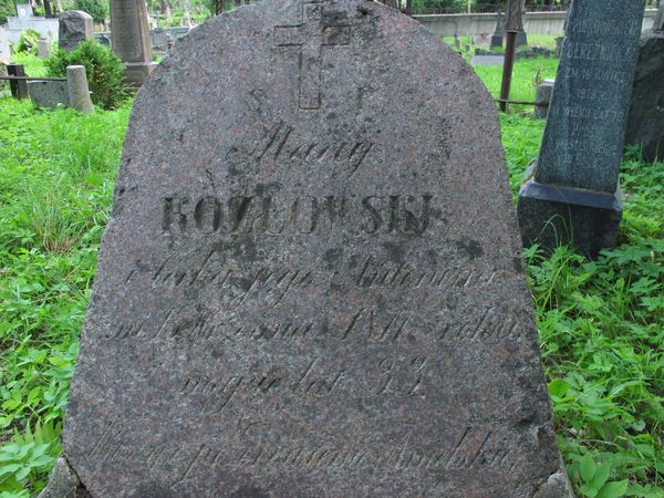 Fragment nagrobka Antoniny i Macieja Kozłowskich, cmentarz na Rossie w Wilnie, stan z 2013