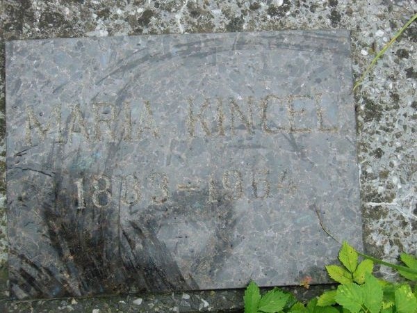 Fragment of Maria Kincel's tombstone, Ross Cemetery, Vilnius, 2013