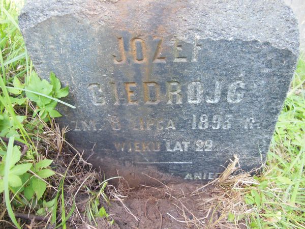 Fragment nagrobka Józefa Giedrojcia, cmentarz na Rossie w Wilnie, stan z 2013
