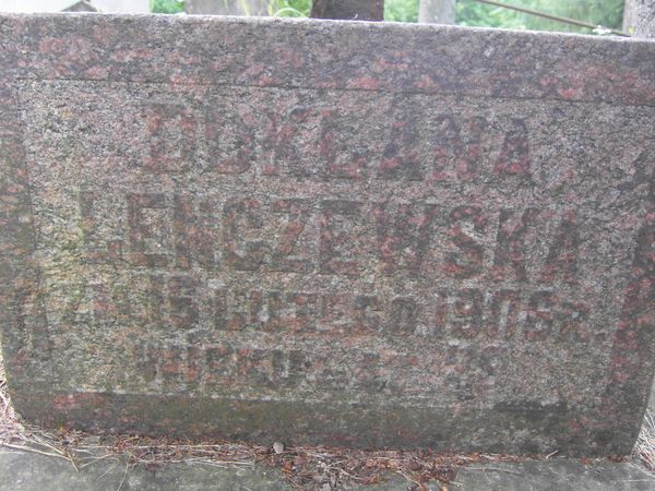 Fragment of Duklana Lenczewska's gravestone, Ross cemetery in Vilnius, as of 2013.