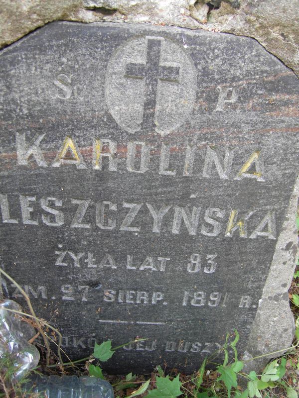 Fragment of the tombstone of Karolina Leszczynska, Ross Cemetery in Vilnius, as of 2013.