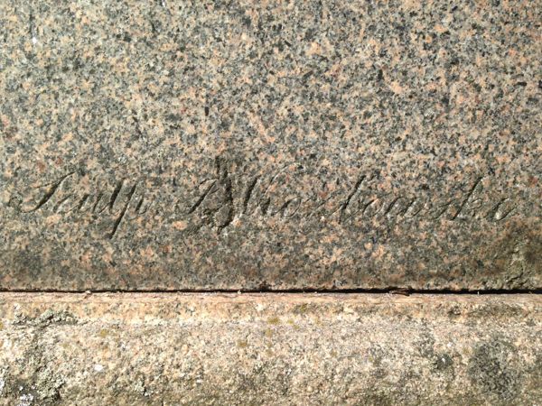 Fragment of Klementyna Chludzińska's tombstone, Ross cemetery, as of 2013