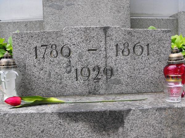 Fragment of Joachim Lelewel's tombstone, Na Rossie cemetery in Vilnius, as of 2013.